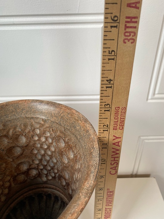 Footed Metal Embossed Urn Pot Vase Châteaucore Cottagecore Parisian Rustic - Picture 8 of 13